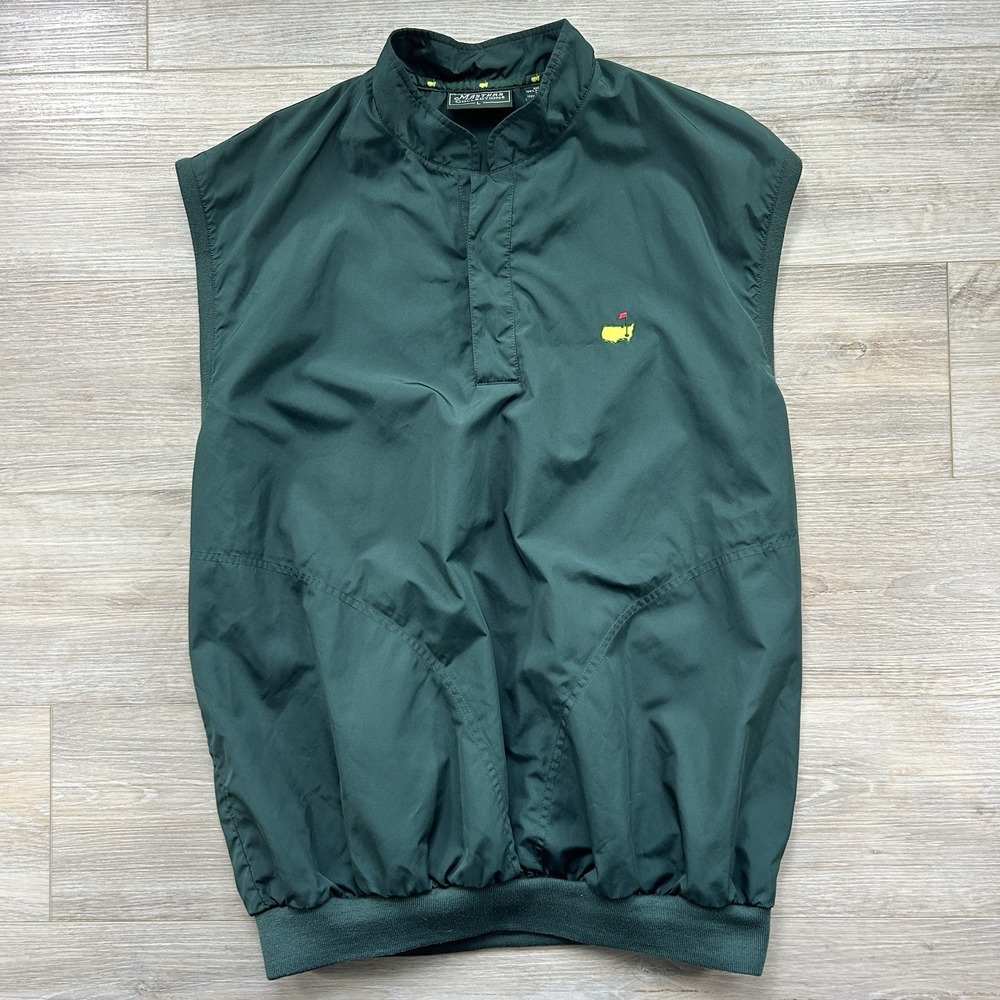 Masters Collection Golf Vest Mens L Green Sleeveless Pullover Windbreaker PGA